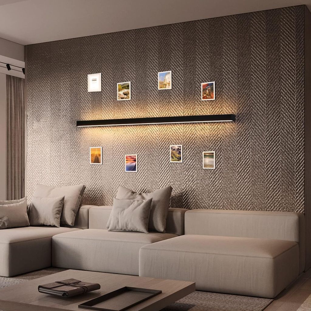 ZMH LED Wandlampe 60cm - Moderne Flurleuchte Schwarz 3000K Warmweiß