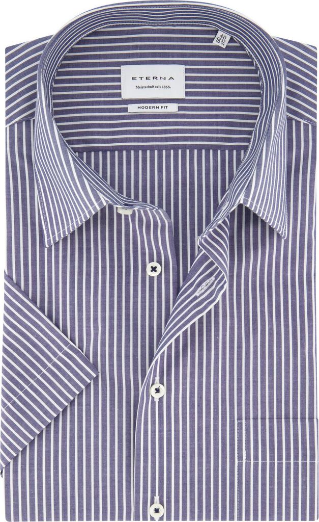 Eterna Hemd blau modern fit kurzer Ärmel
