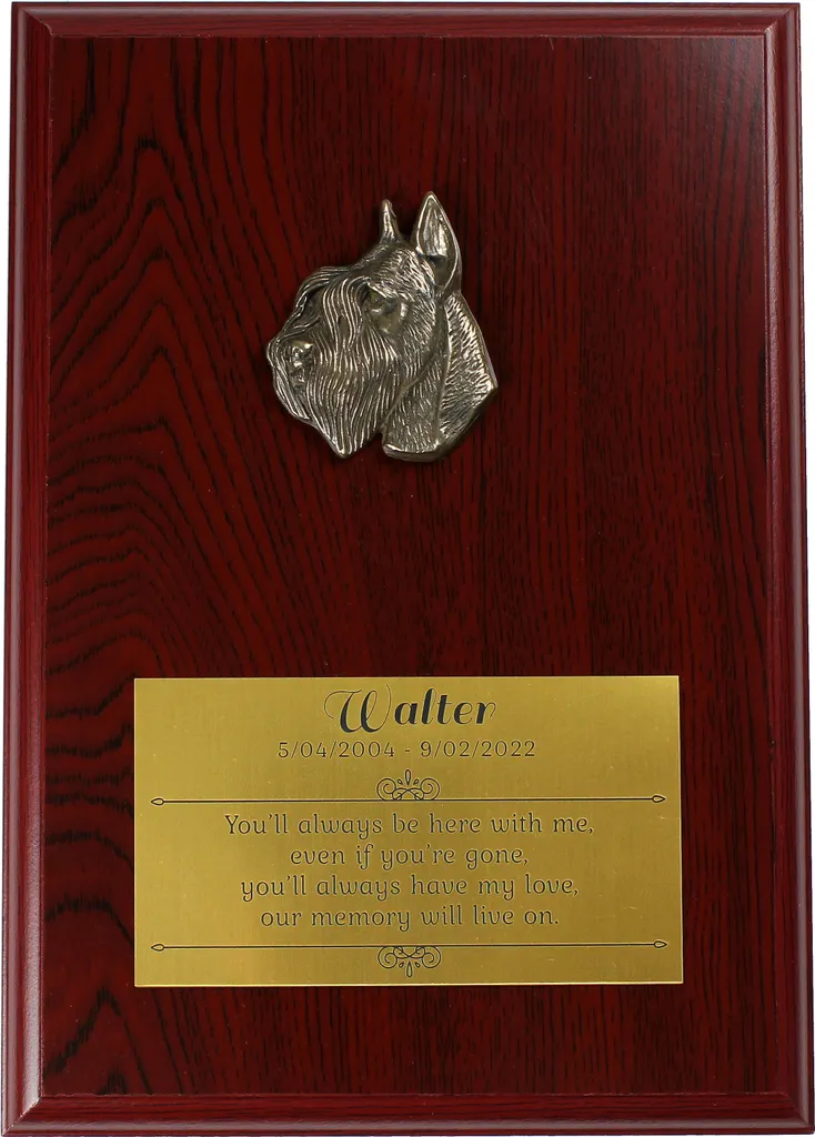 Cadeau pour fan de Schnauzer plaque déco chien relief réaliste 12 cm