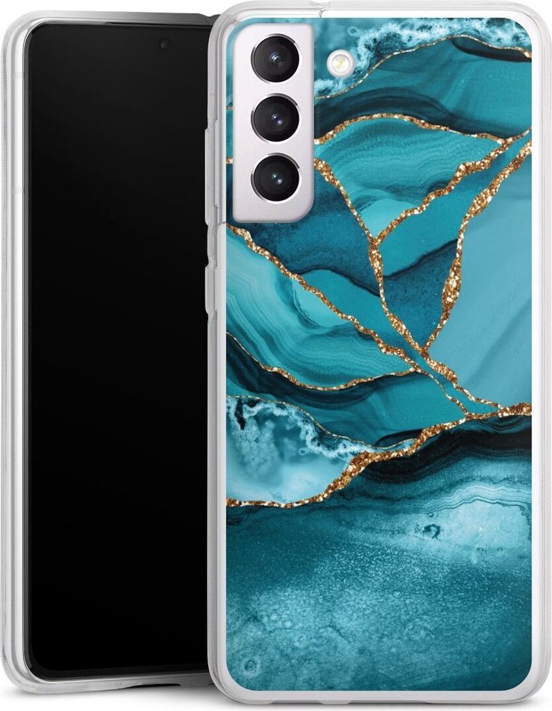 DeinDesign Handyhülle für Samsung Galaxy S21 FE 5G Silikon Hülle Case Smartphone Schutzhülle Edelstein Glitzer Look Marmor