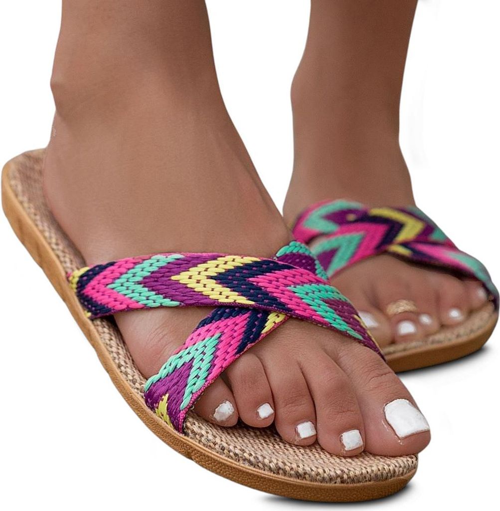 Damen Badeschuhe Strand Badelatschen Leinen Schaum Sohlen Lila Gr.40/41