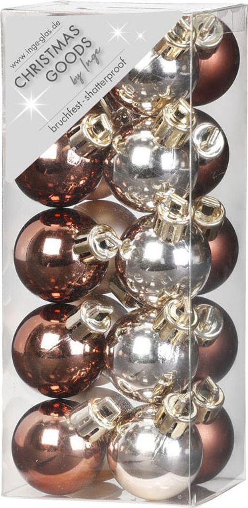 Weihnachtskugeln Kunststoff 3cm Silent Brown, 20er Set