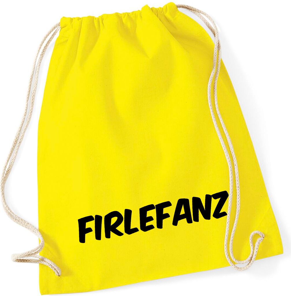 Huuraa Turnbeutel Firlefanz Schriftzug 12 Liter Yellow Baumwolle Rucksack Geschenkidee