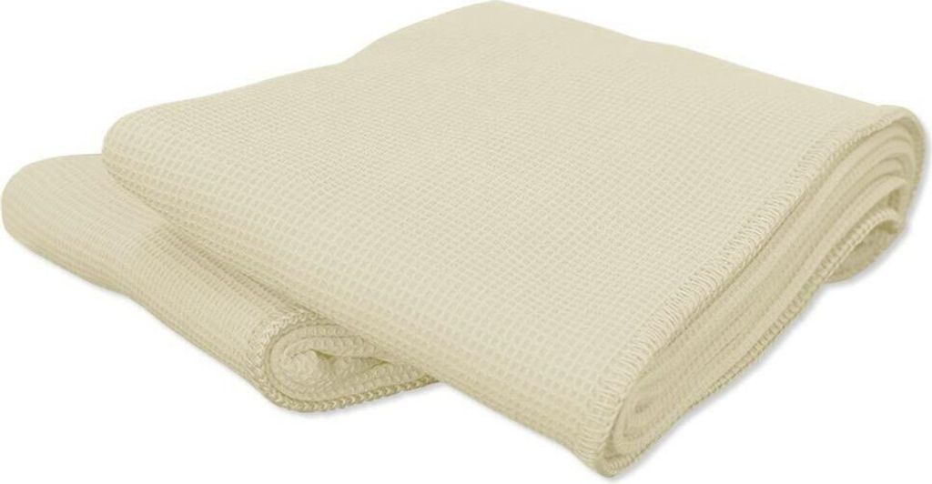 Bettwaren-Shop Piqué Baumwolldecke Tagesdecke 220x240 cm natur