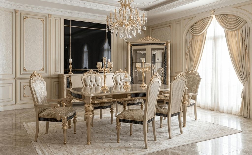 Elegancki zestaw do jadalni składający się ze stołu i 6 Zdjęcie produktu 