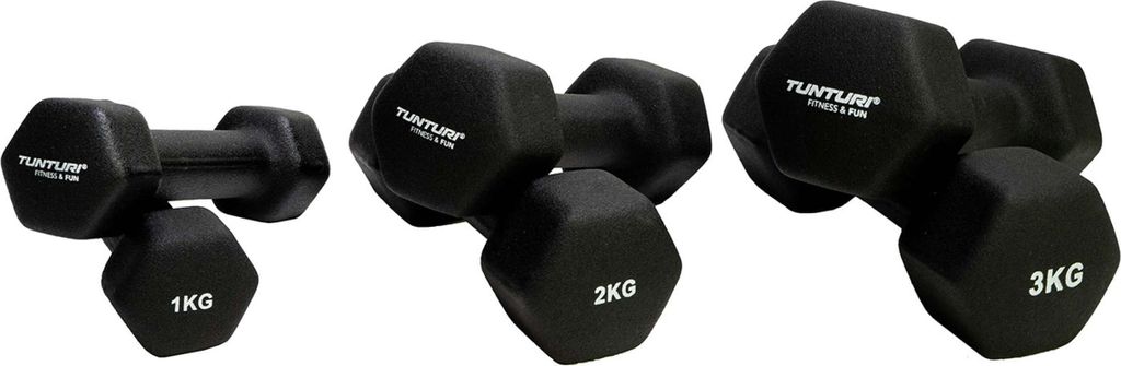 Tunturi Set di manubri in neoprene 3 pezzi + supporto Immagine del prodotto 