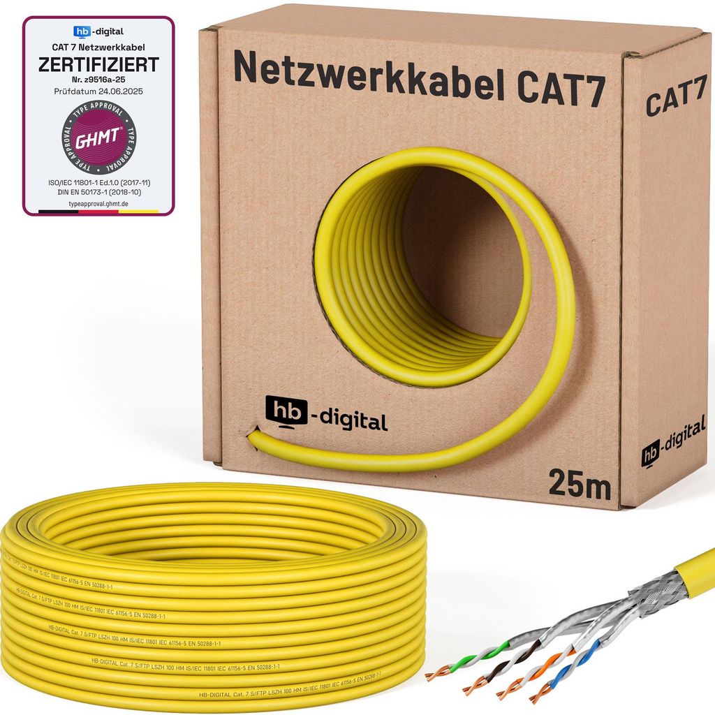 hb-digital CAT 7 Verlegekabel 25m Installationskabel Produktbild 