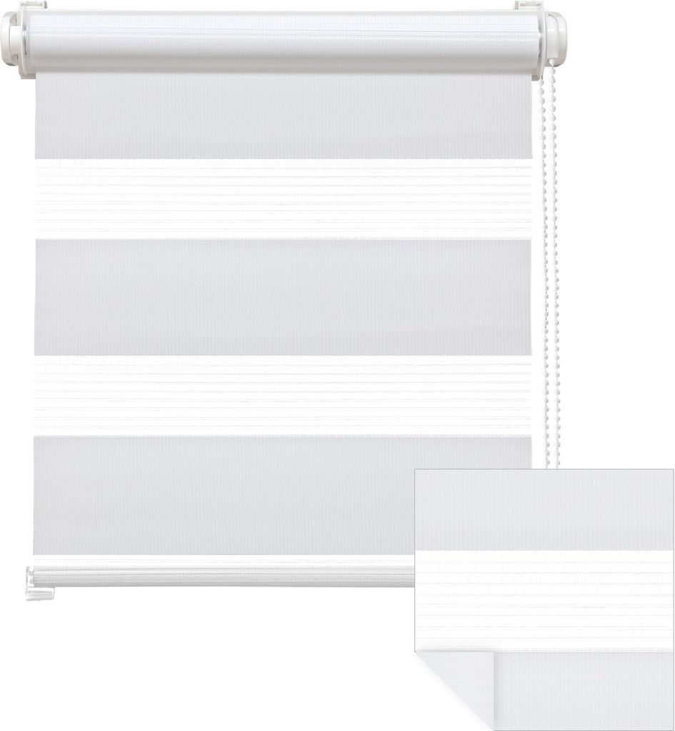 Victoria M. Zevra Doppelrollo / Duo Rollo, 70 x 160 cm, weiß lichtfilternd & blickdicht | Klemmfix & Bohren möglich, UV-beständig, inkl. Kinders...
