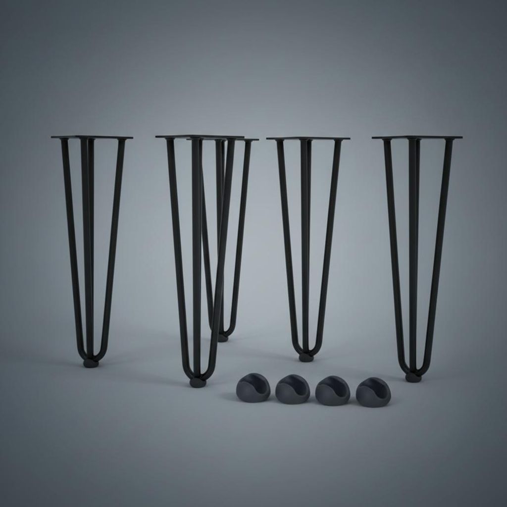 Tischbeine 4er-Set Hairpin 45 cm Haarnadelbeine Schwarz Produktbild 