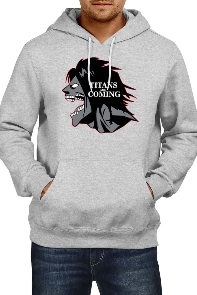 Herren Kapuzenpullover Japan Anime Manga Comics Attack Anime On Titan Titans Are Comings, Man 2XL / Grau