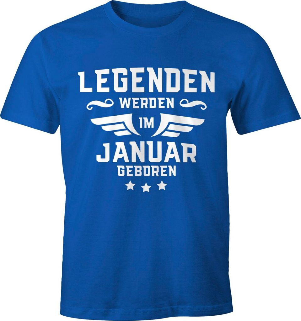 Legenden werden im Monat geboren Herren T-Shirt Geburtstag Birthday Legends are born Moonworks Januar blau M