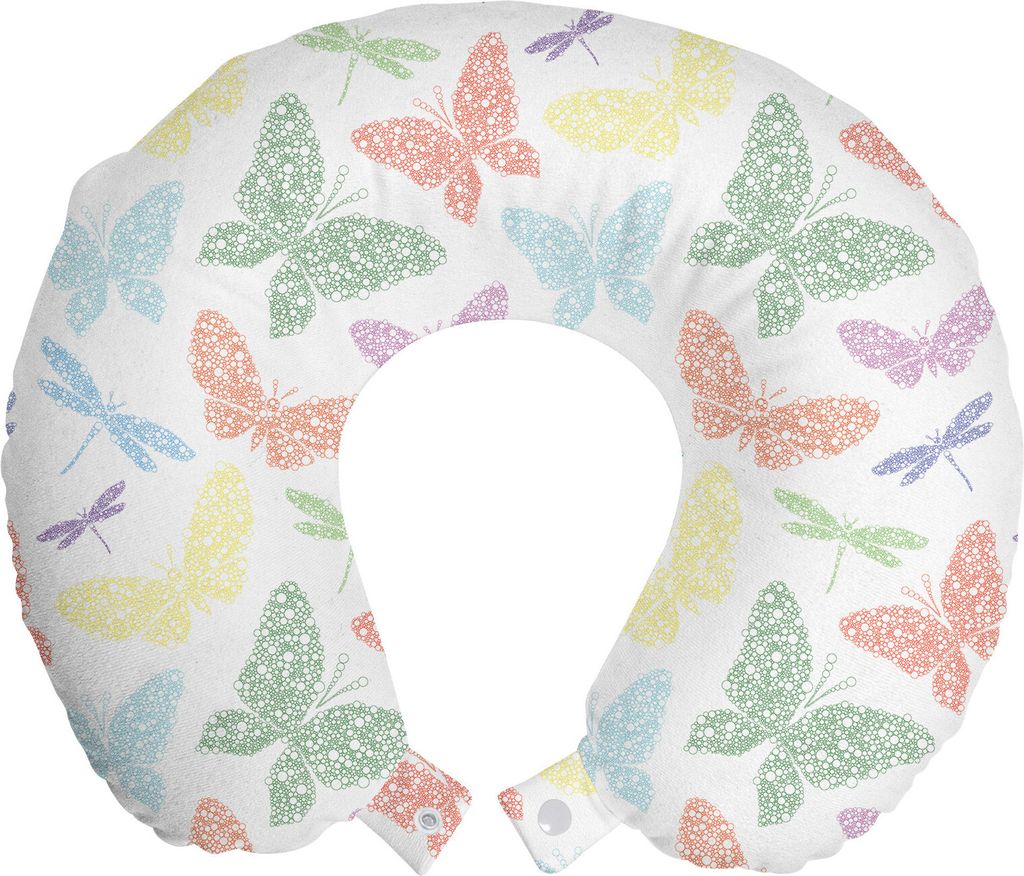 ABAKUHAUS Libelle Reisekissen Nackenkissen, Schmetterlings-Libelle, Schaumstoff Reiseartikel für Flugzeug und Auto, 30x30 cm, Mehrfarbig