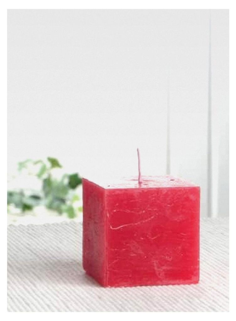 Rustikale Stumpenkerze, quadratisch, 5 x 5 x 5 cm, rot