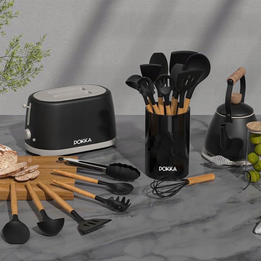 Silikon-Küchenutensilien Set – 12-teilig, Schwarz