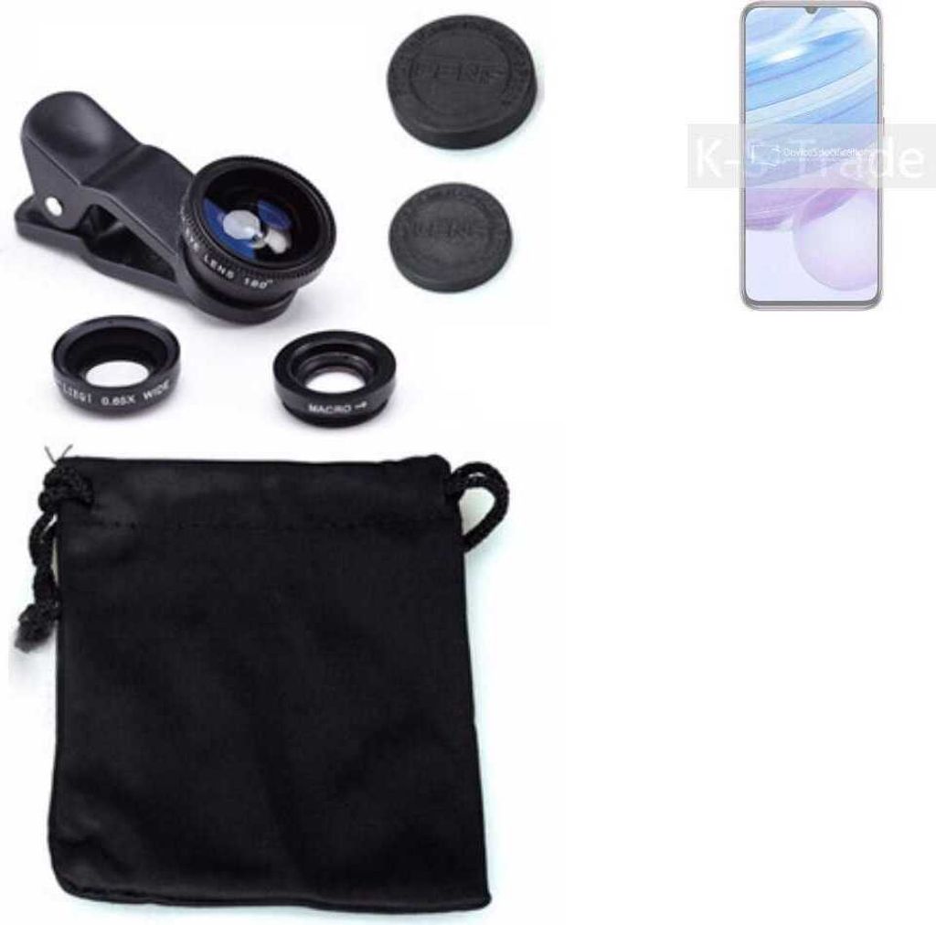K-S-Trade Smartphone Kamera Linsen Set Kompatibel mit Xiaomi Redmi 10X 5G 3in1 Clip-On Kamera Adapter Macro Weitwinkel FishEye Fischauge Objektiv