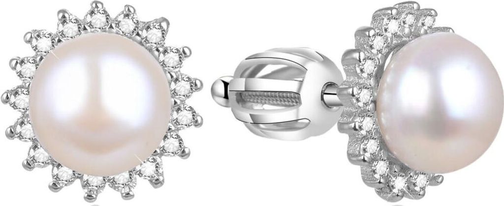 Silver earrings with real pearl AGUP1656PS