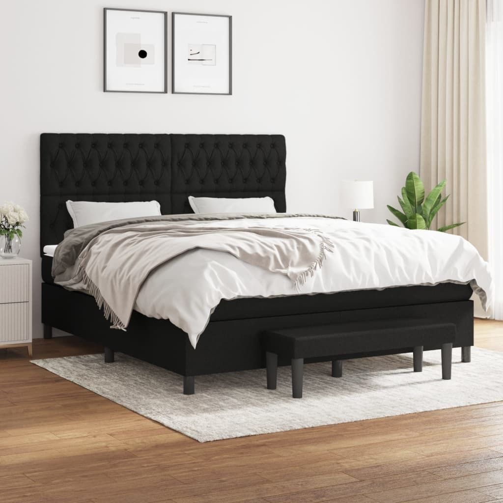 Boxspringbett mit Matratze Schwarz 180x200 cm Stoff , Klassische Betten Design 2024