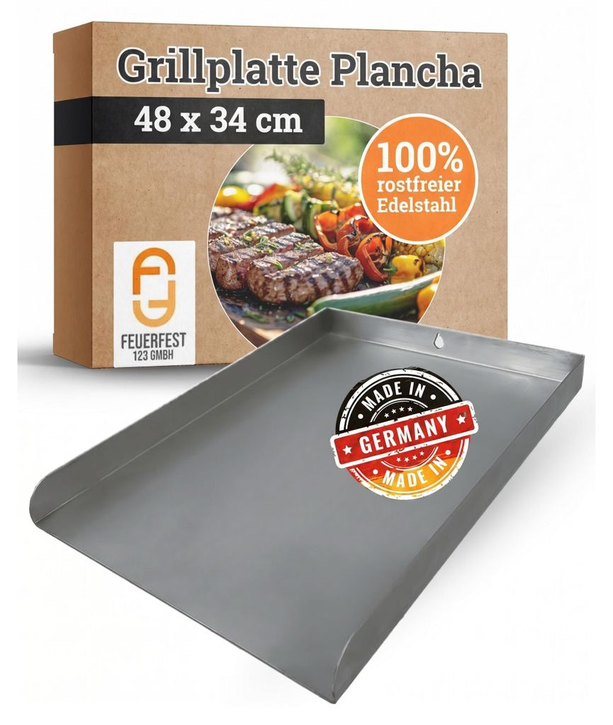Grillplatte Edelstahl - Plancha - universal 48 x 34 cm