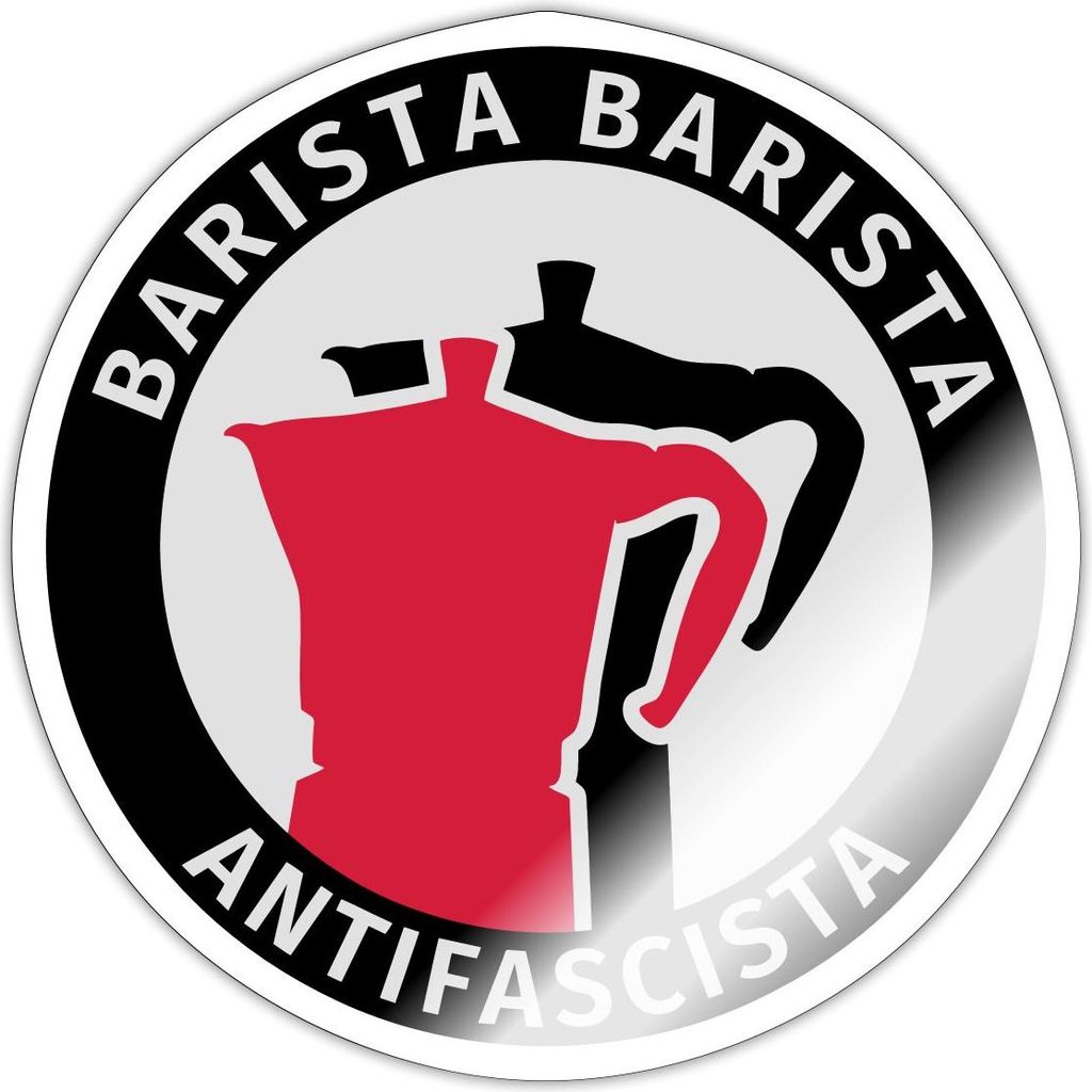 Spreadshirt Barista Barista Antifascista Sticker Aufkleber, 10 x 10 cm, Weiß glänzend