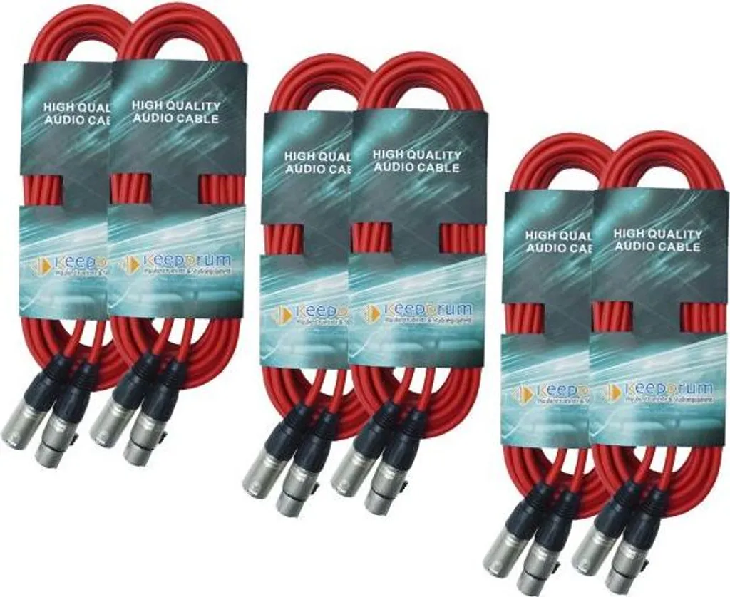Offerta Set Cavi DMX keepdrum Rossi | 2x3m + 2x10m + 2x15m Professionali