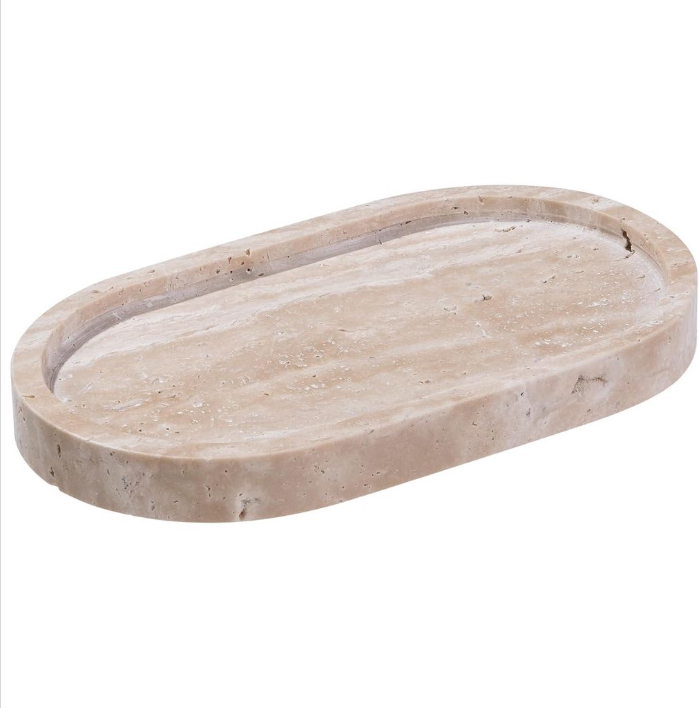 Mini-Plateau aus Travertin – 20 x 12 x 2 cm – Badezimmer – Schmuck, Bougie, Toilettenartikel