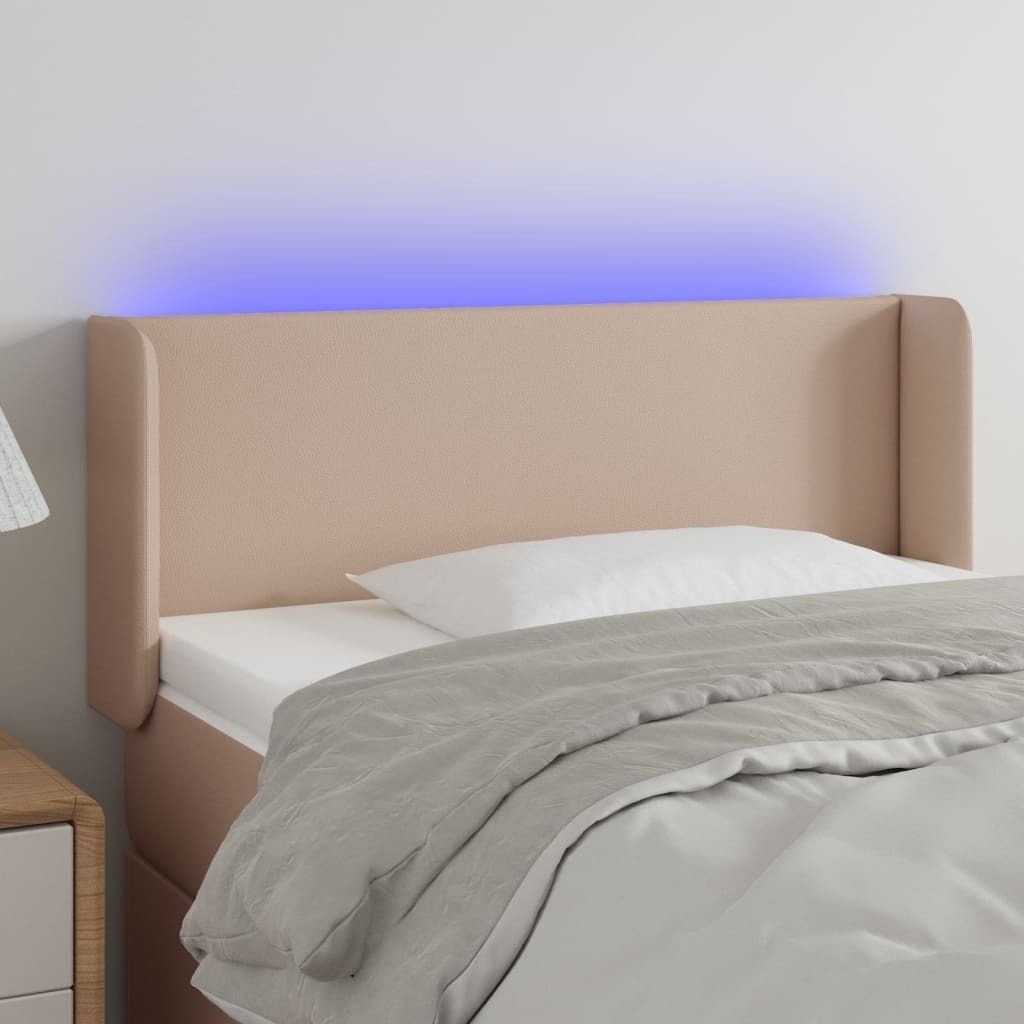 vidaXL LED Kopfteil Cappuccino Braun 93x16x78/88 cm Kunstleder - LED Kopfteil - LED Kopfteile - Kopfteil - Bett-Kopfteil