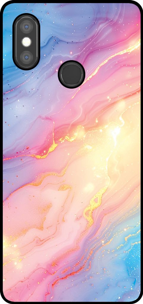 Smartphonica Telefon Fall geeignet für Xiaomi Mi 8 mit Regenbogen Glitter Marmor Print - TPU Backcover Fall Regenbogen Glitter Marmor Design