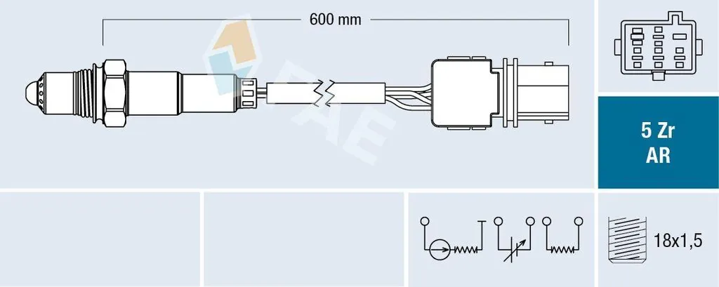 Sonde lambda FAE 75137 pré-catalyseur 600 mm pour Ford Mondeo IV Turnier