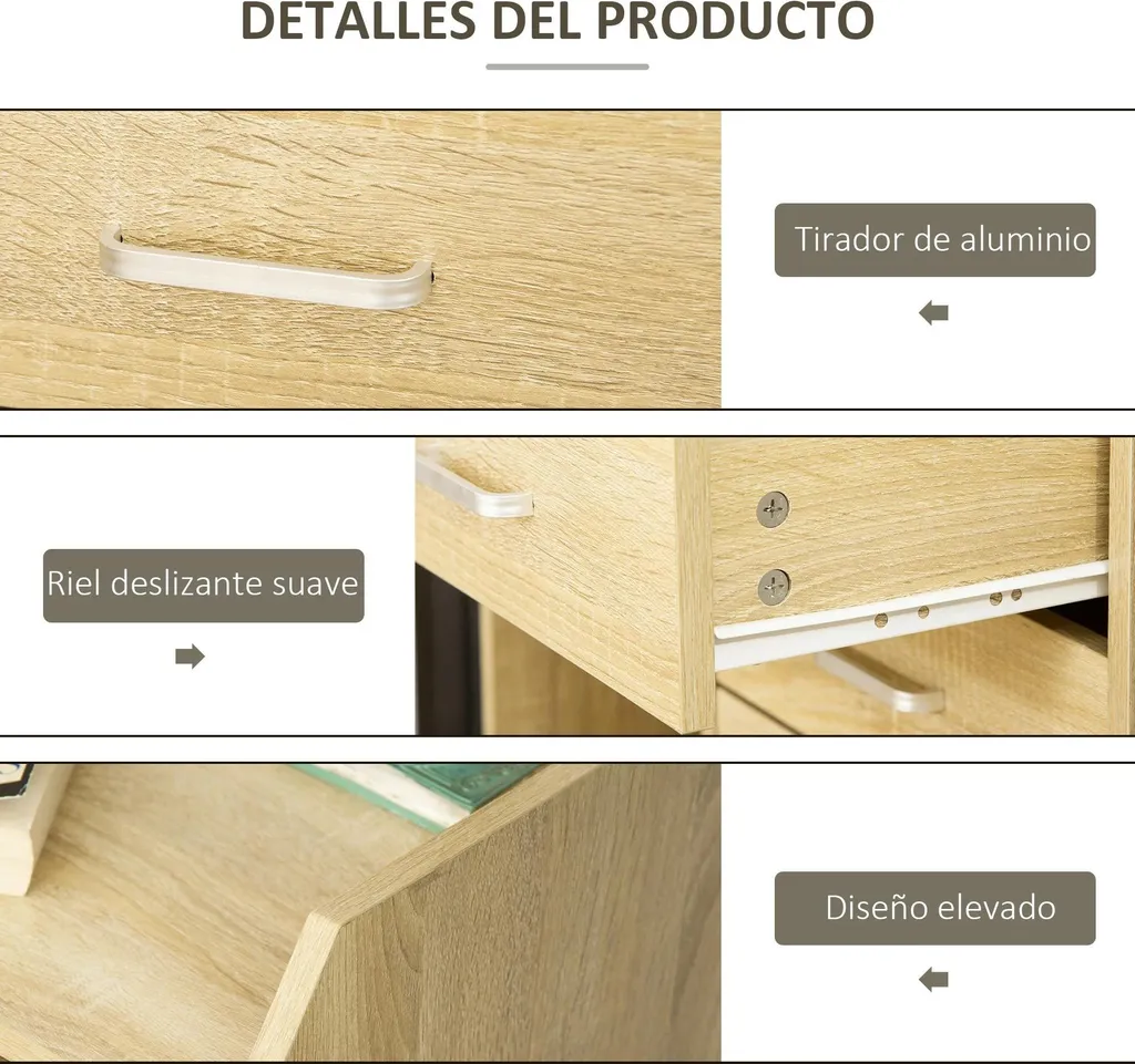 Caisson de rangement mobile pour télétravail 4 tiroirs bois 40 cm large