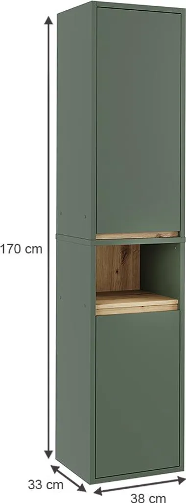 Meuble de salle de bain colonne Vicco Viola Vert et Chêne Artisan