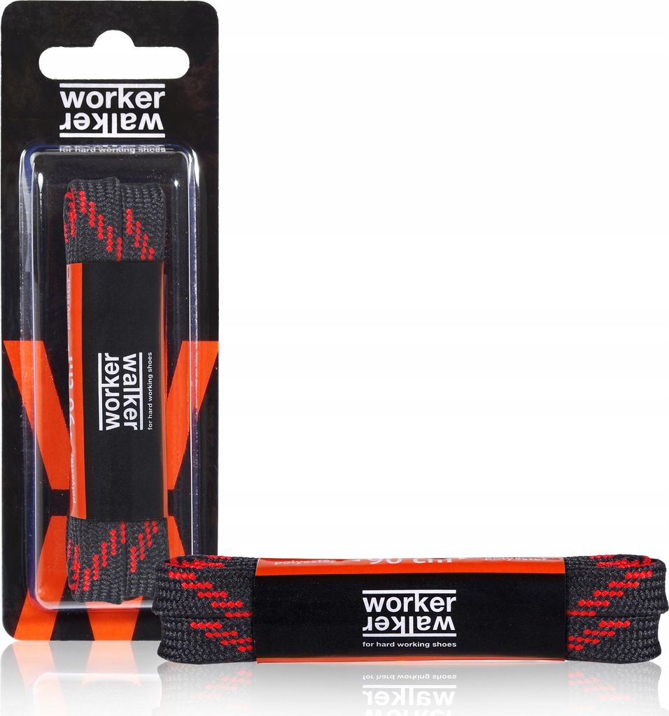 Flache Schnürsenkel für Arbeitsstiefel 120 cm - Worker Walker - Schwarz/Rot