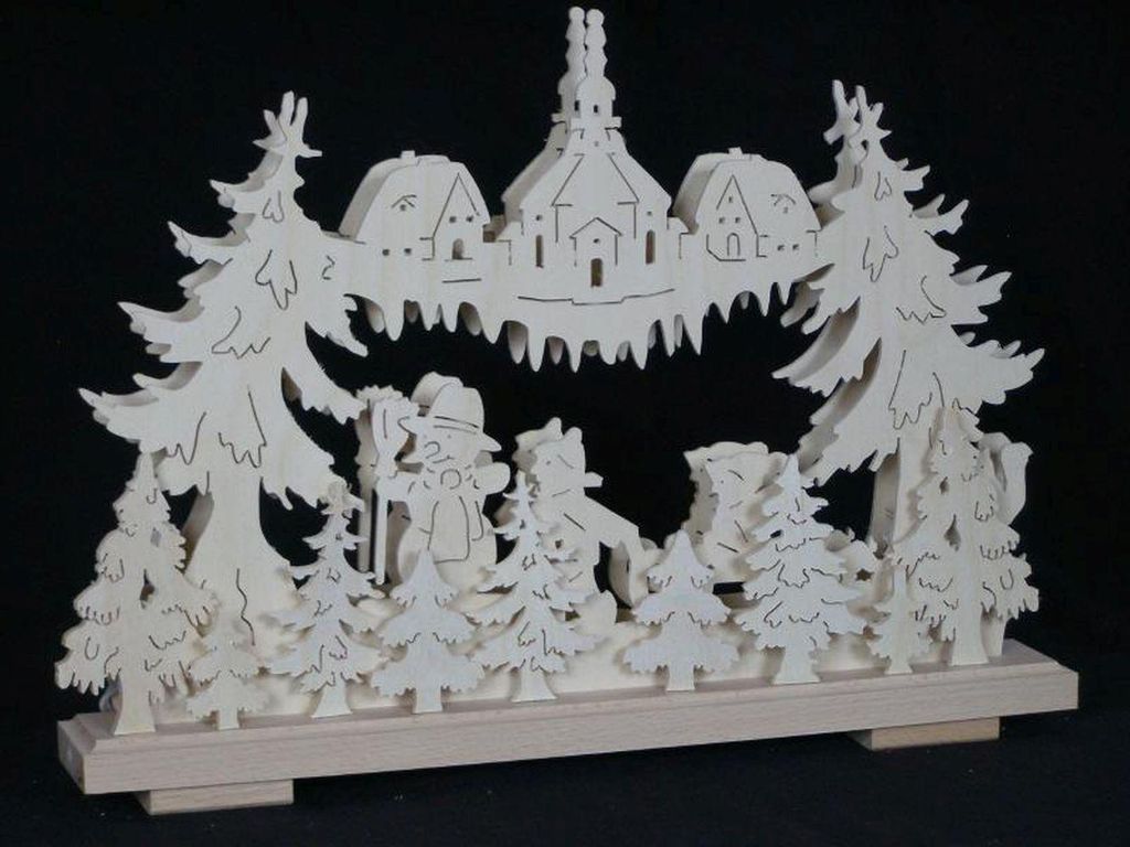 Schwibbogen mit Schneemann Kirche und Beleuchtung BxHxT 44x32x7cm NEU