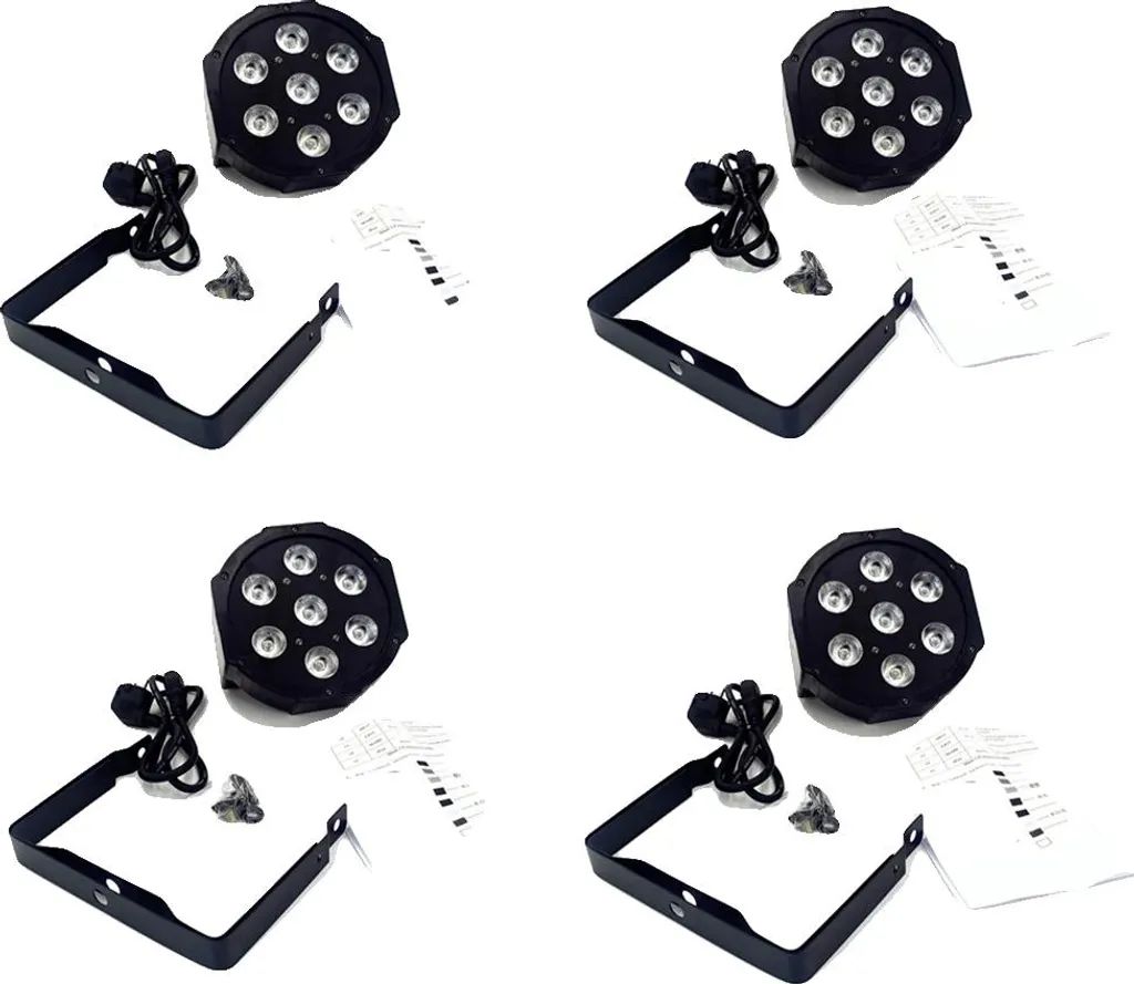 Pack de 4 Projecteurs de Scène à LED 7x12W RGBWAUV avec Contrôle DMX