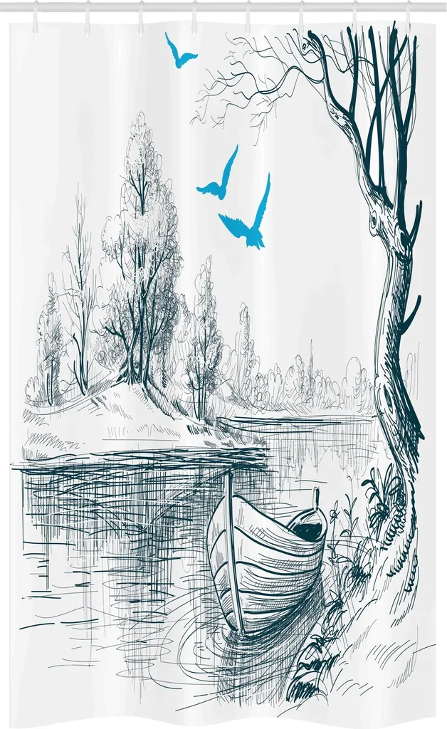 Tenda Doccia Artistica ABAKUHAUS 120x180 Barca - Bagno Stile Bozzetto