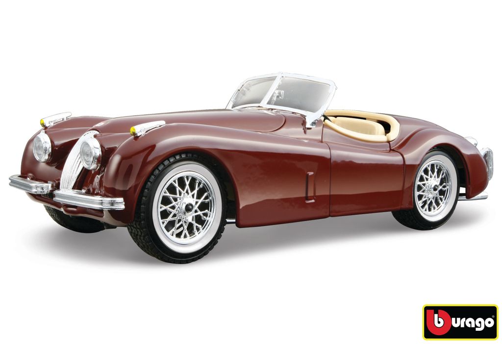 Modell Jaguar XK 120 Roadster in Bordeauxrot, Maßstab 1:24, Produktbild 