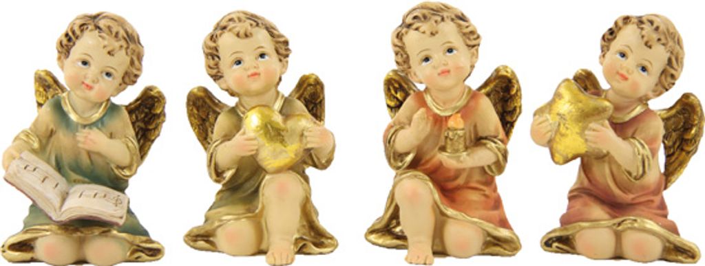 Engel Schutzengel Figuren sitzend 4er Set