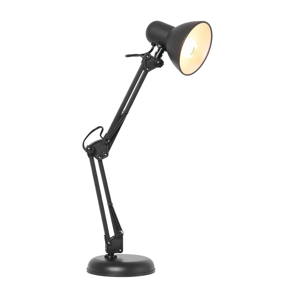 Lampe de table métal noir Mexlite Study - Design ajustable culot E27 - 2