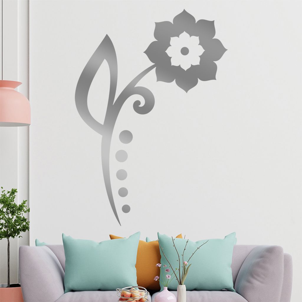 Blume - Linien Punkte Wandtattoo in 6 Größen - Wandaufkleber Wall Sticker - Dekoration, Küche, Wohnzimmer, Schlafzimmer, Badezimmer
