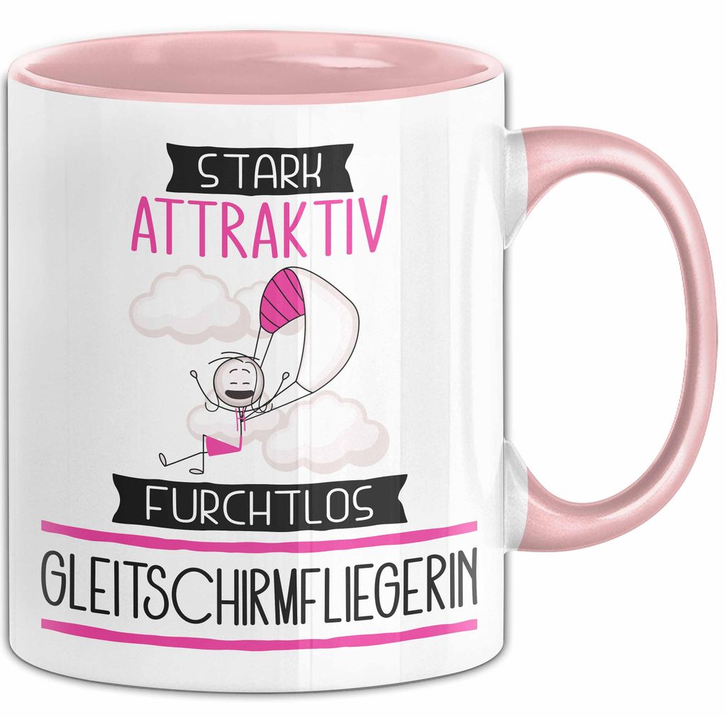 Gleitschirmfliegerin Tasse Geschenk Becher Stark Attraktiv Furchtlos Gleitschirmfliegerin Lustige Geschenkidee (Rosa)
