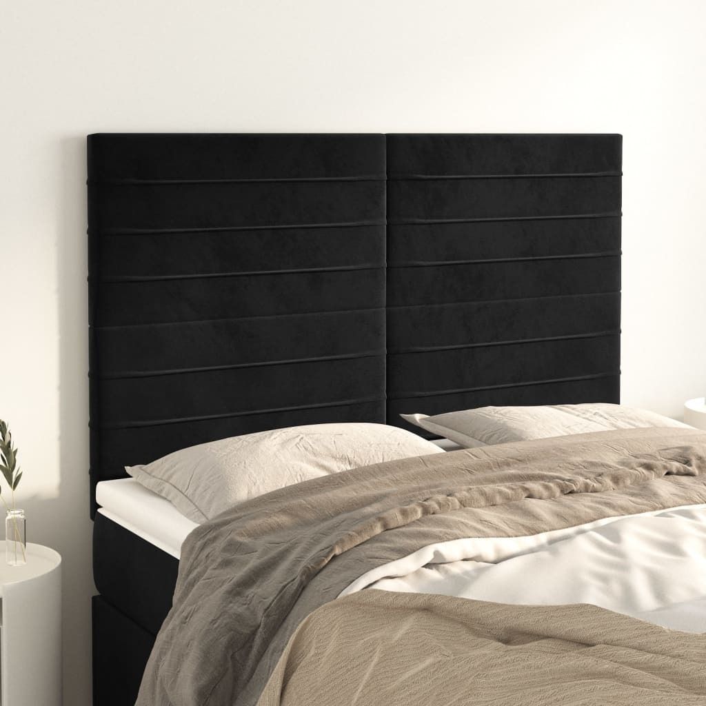 vidaXL Kopfteile 4 Stk. Schwarz 72x5x78/88 cm Samt - Kopfteil - Kopfteile - Bett-Kopfteil - Bettkopfteil
