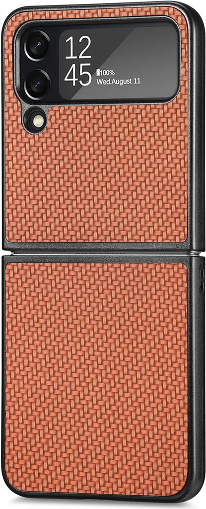 Modische Schutzhülle aus Karbonfaser für Samsung Galaxy Z Flip 5, schlanke Schutzhülle, Farbe:braun