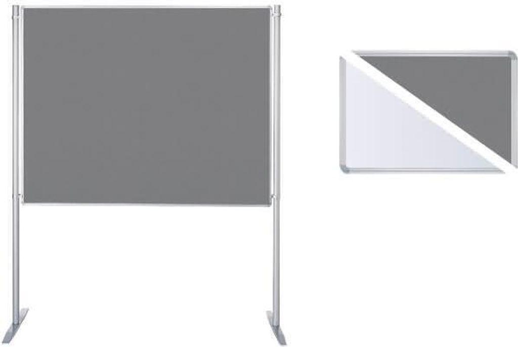 Stellwand-Set Grundelement Stabfuß beidseitig Fair/Filz B1800xH1200mm weiß/grau
