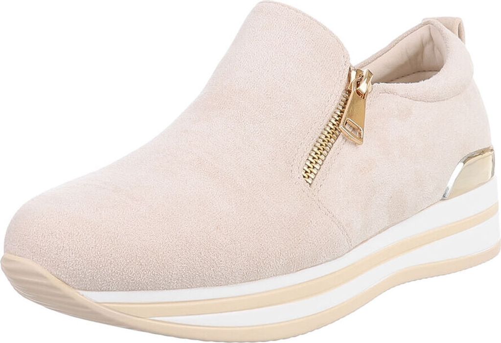 Ital-Design Damen Freizeitschuhe Wildlederoptik Sneakers Low 89319005 Beige Gr. 38