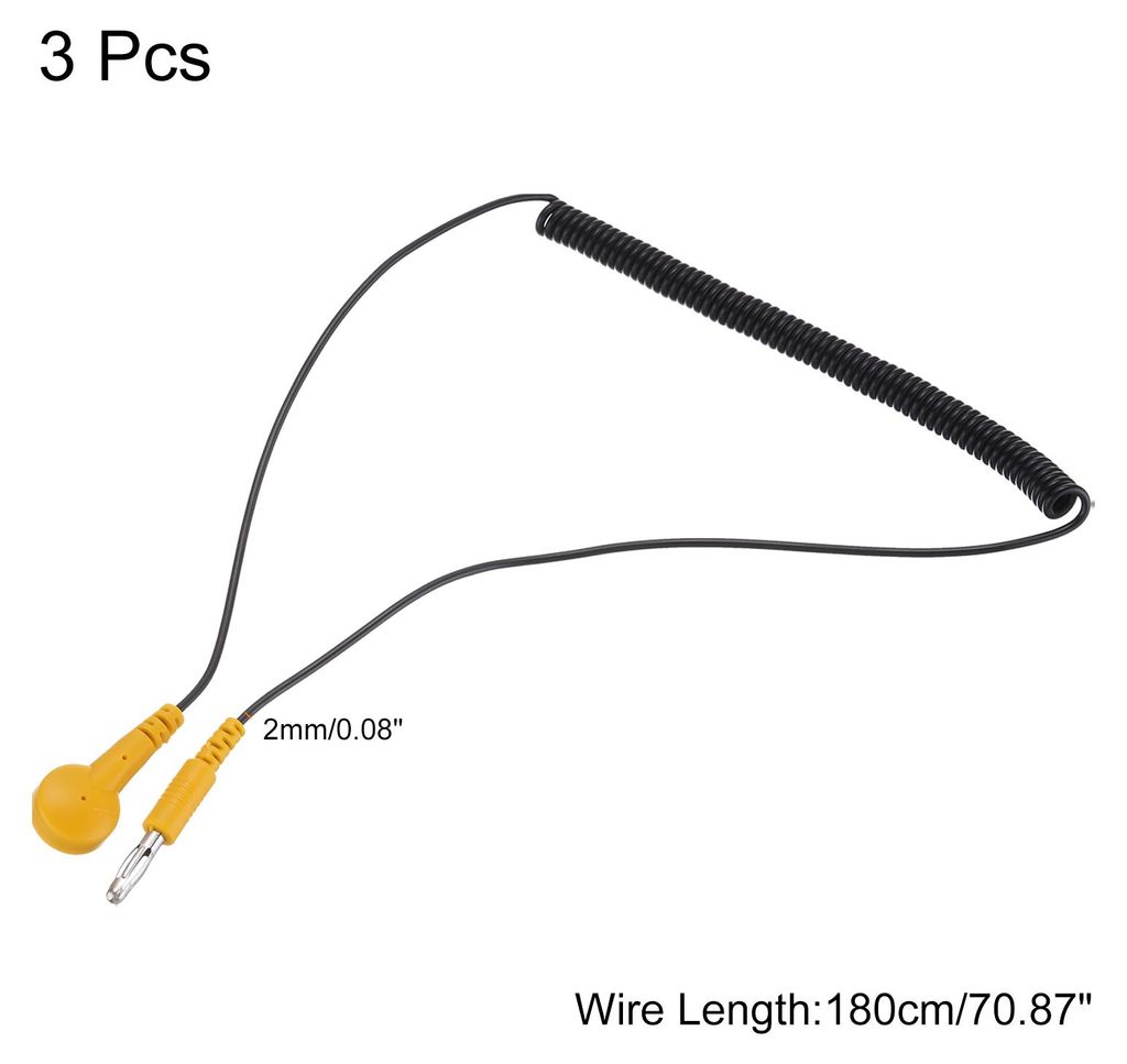 Esd Erdungs Kabel Schnur 180cm/71" Lang Antistatisch Erdungs Draht Kabel Laternen Spitze + Schnalle Zur Beseitigung Elektrostatischer Leiter 3Pack ...