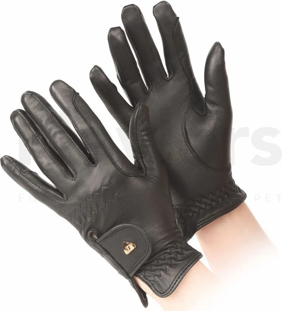 Gants d'équitation en cuir pour femme Aubrion ER1027 Noir - Taille XS