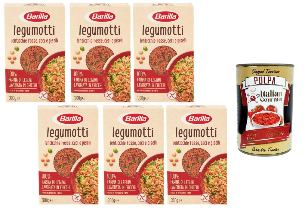 Barilla Legumotti Linsen Kichererbsen Erbsen 6x300g – 100% Hülsenfruchtkörnchen, proteinreich, ballaststoffreich, glutenfrei, schnelle Beilage ...
