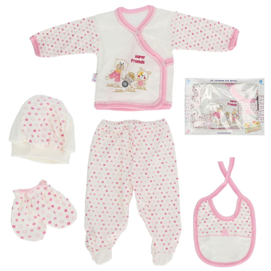 Baby Set 5-Teilig Babykleidung Erstausstattung Geschenkset Babykleidung Geburt Kinderkleidung Rosa