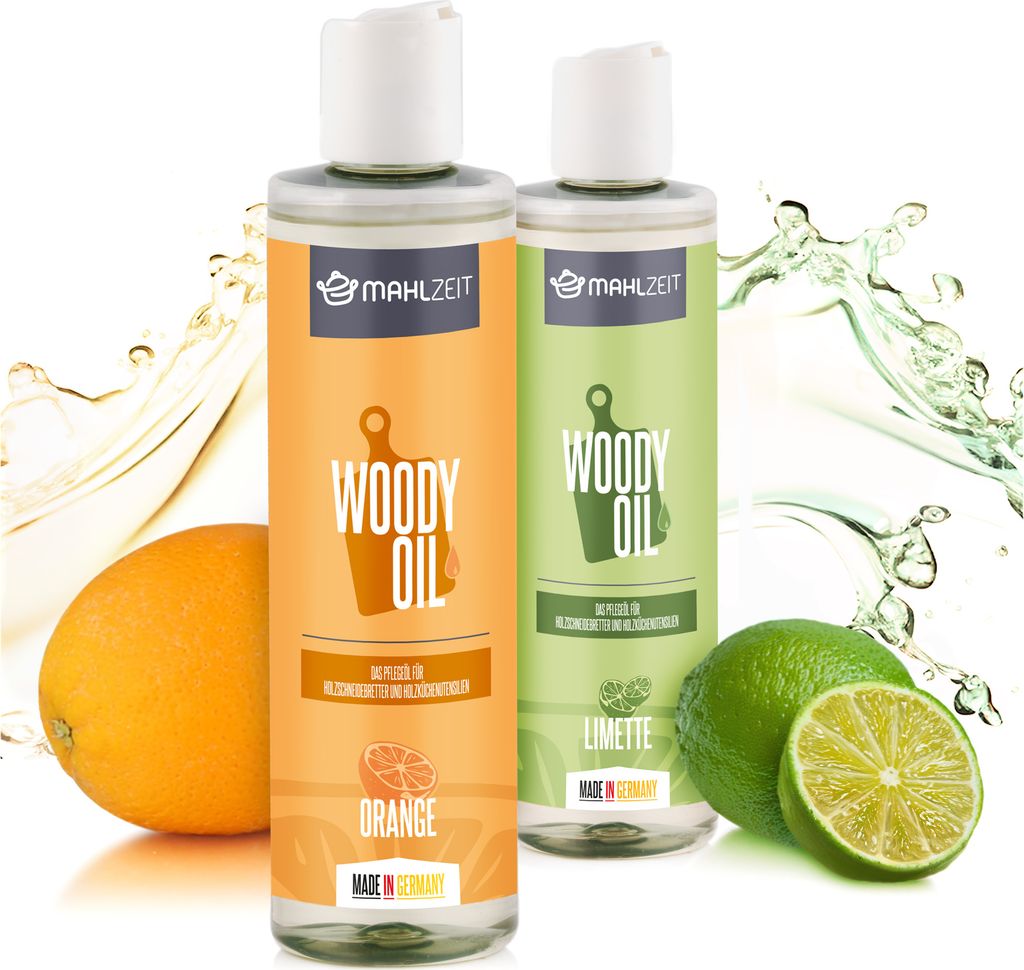 Mahlzeit WOODY OIL Holzpflege, Öl für Schneidebretter, Holzküchenutensilien, 2x 250 ml