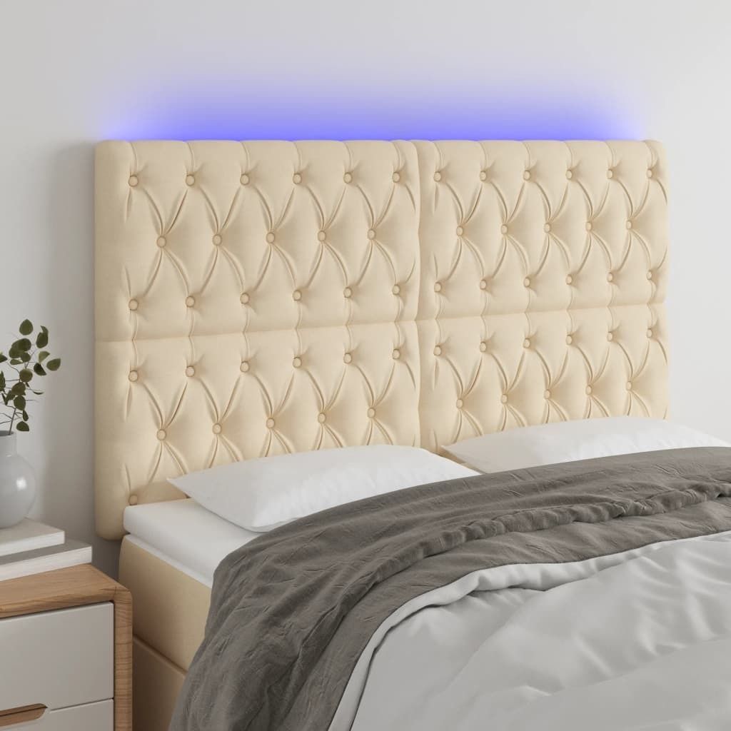 Maison Exclusive - LED Kopfteil Creme 144x7x118/128 cm Stoff