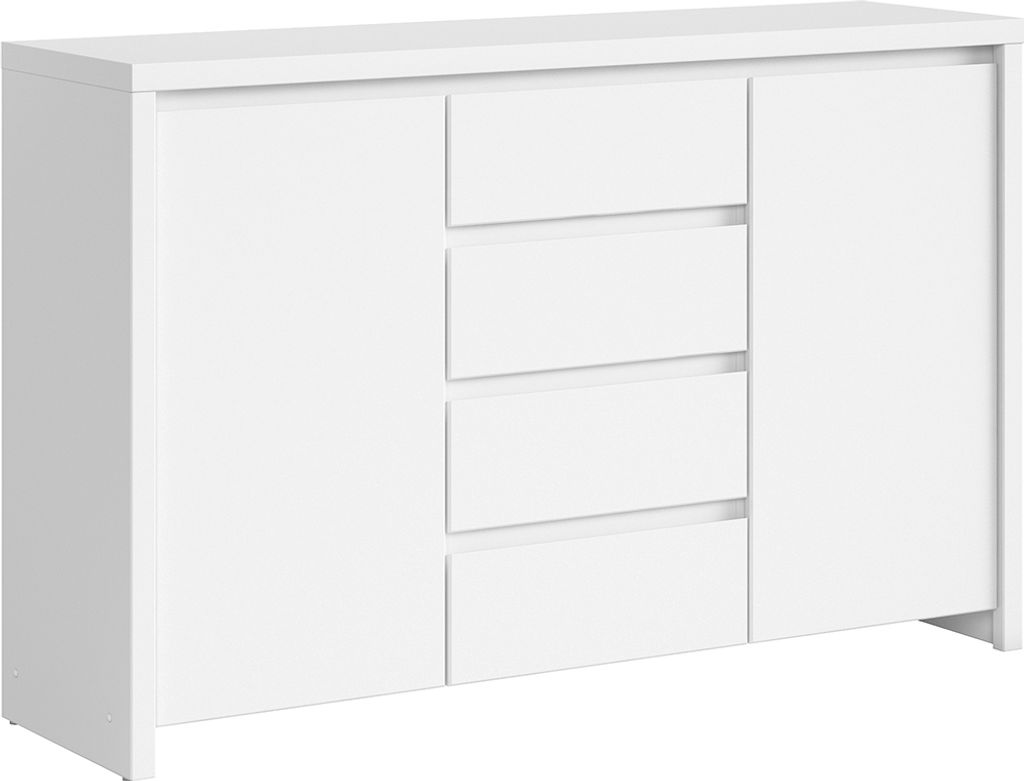 Buffet Soren mit 4 Schubladen und 2 Türen, Weiß matt, 143.5cm